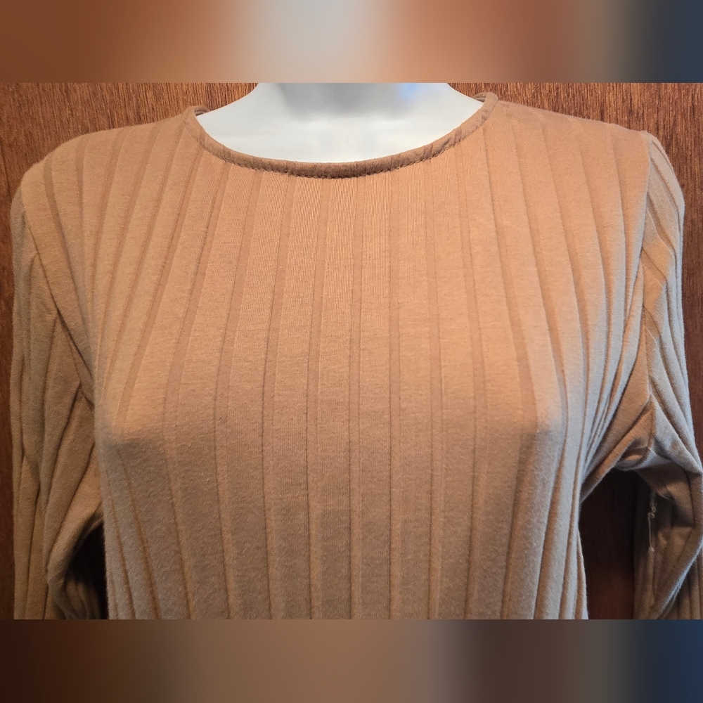 Free People Ribbed Tan Dress SzM - Picture 4 of 7